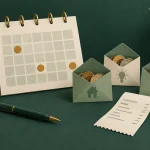 Calendario y sobres para reservar dinero destinado a recibos anuales