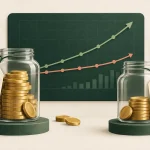 Comparación visual del coste acumulado de dos fondos de inversión