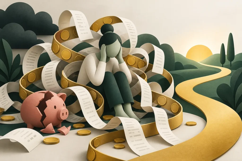 Persona desenredando una relación difícil con el dinero